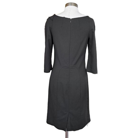 LA PERLA Black Wool Crepe Sheath Dress Size 44 / 8 Tailored Classic 3/4 Sleeve - Picture 5 of 12